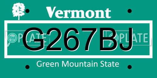 G267BJ Vermont License Plate