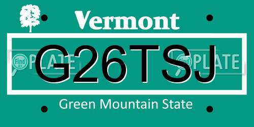 G26TSJ Vermont License Plate