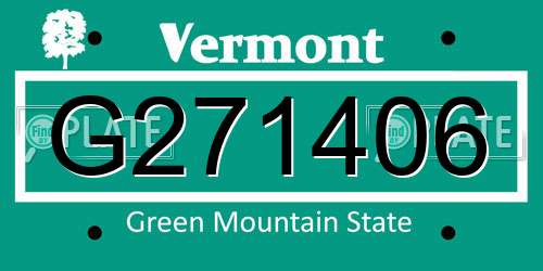 G271406 Vermont License Plate