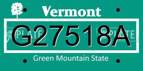 G27518A Vermont License Plate