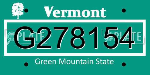 G278154 Vermont License Plate