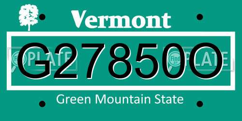 G27850O Vermont License Plate