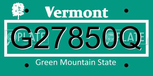 G27850Q Vermont License Plate