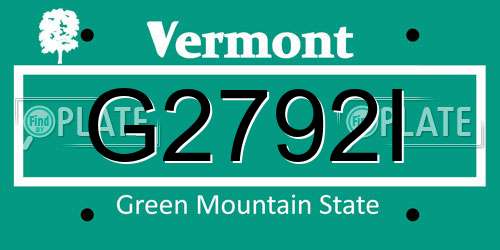 G2792I Vermont License Plate