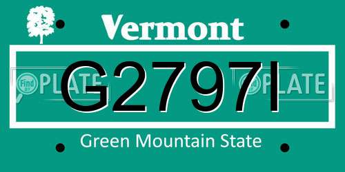 G2797I Vermont License Plate