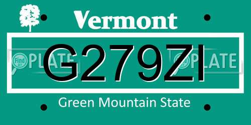 G279ZI Vermont License Plate