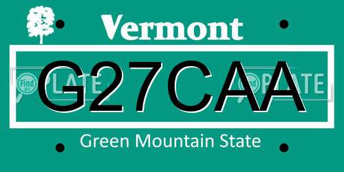 G27CAA Vermont License Plate