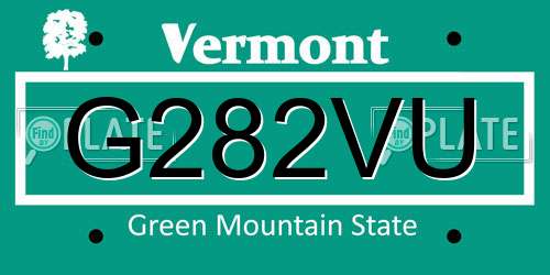 G282VU Vermont License Plate