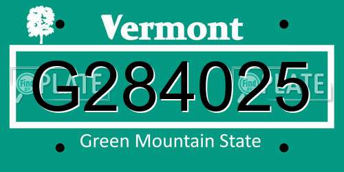 G284025 Vermont License Plate