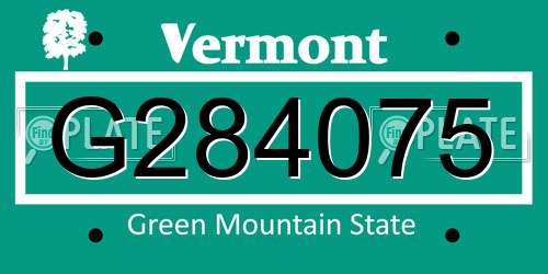 G284075 Vermont License Plate