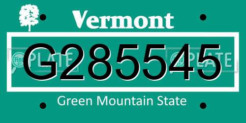 G285545 Vermont License Plate