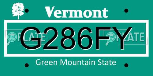 G286FY Vermont License Plate