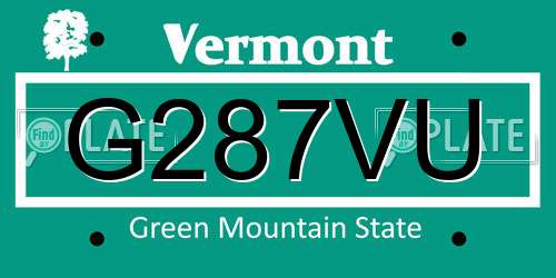 G287VU Vermont License Plate