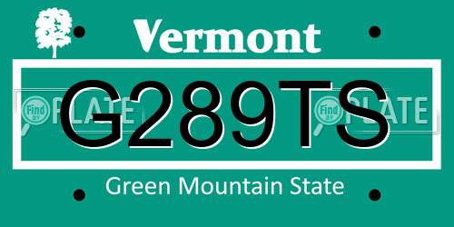G289TS Vermont License Plate