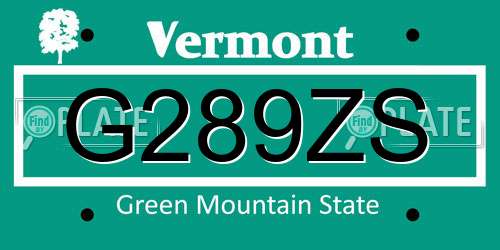 G289ZS Vermont License Plate