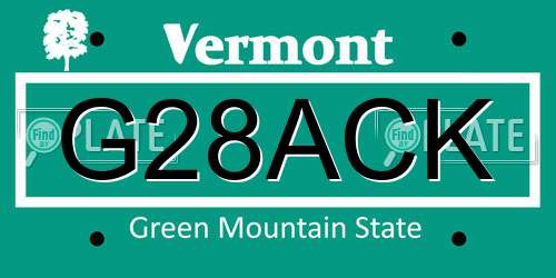 G28ACK Vermont License Plate