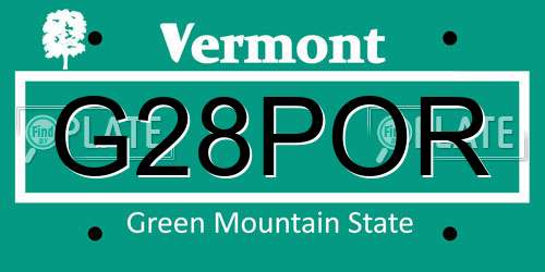 G28POR Vermont License Plate