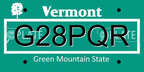 G28PQR Vermont License Plate