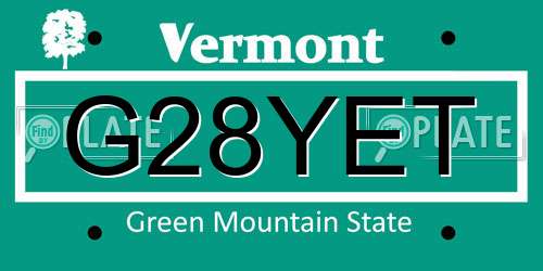 G28YET Vermont License Plate