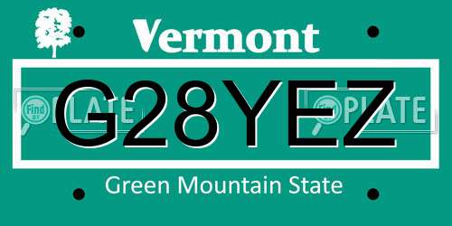 G28YEZ Vermont License Plate