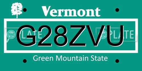 G28ZVU Vermont License Plate