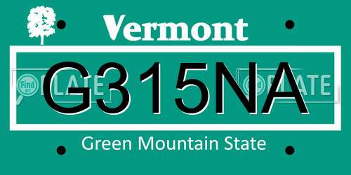 G315NA Vermont License Plate