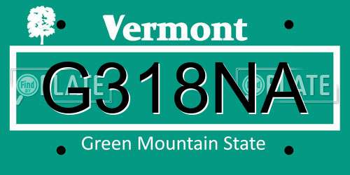 G318NA Vermont License Plate