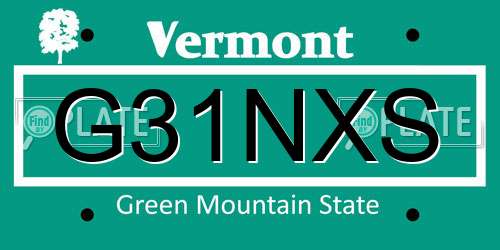 G31NXS Vermont License Plate