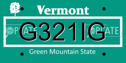 G321IG Vermont License Plate