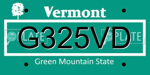 G325VD Vermont License Plate