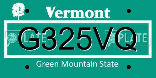G325VQ Vermont License Plate