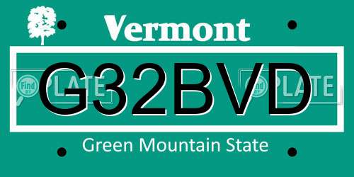 G32BVD Vermont License Plate