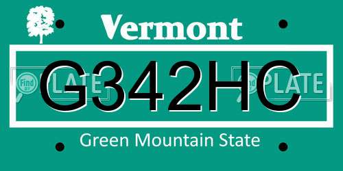 G342HC Vermont License Plate
