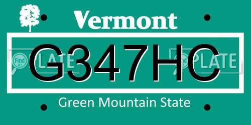 G347HC Vermont License Plate