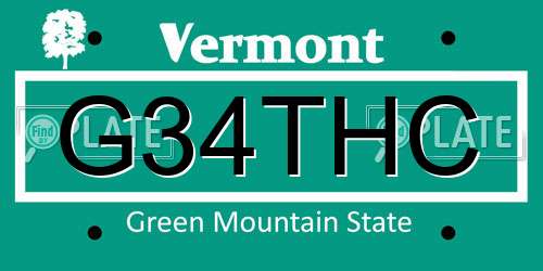 G34THC Vermont License Plate