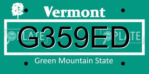 G359ED Vermont License Plate