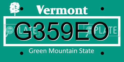 G359EO Vermont License Plate