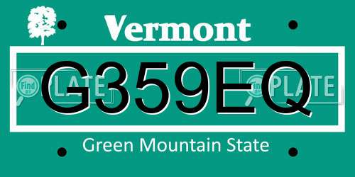 G359EQ Vermont License Plate