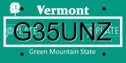 G35UNZ Vermont License Plate