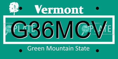 G36MCV Vermont License Plate