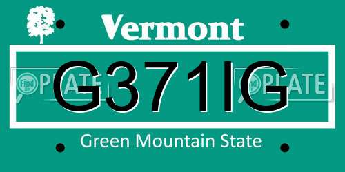 G371IG Vermont License Plate