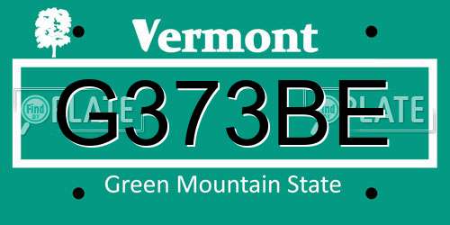 G373BE Vermont License Plate