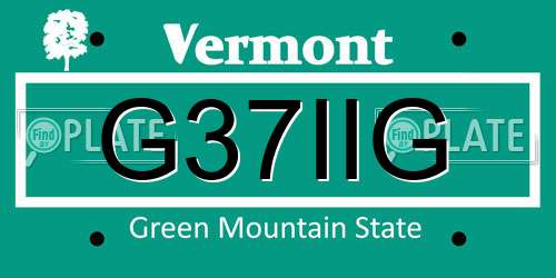 G37IIG Vermont License Plate