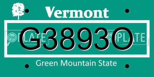 G3893O Vermont License Plate