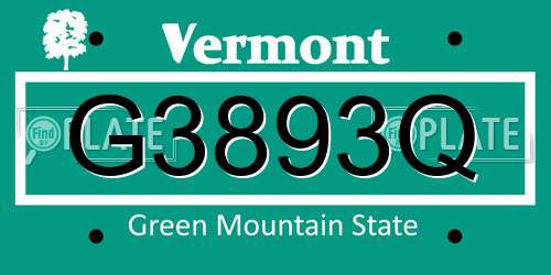 G3893Q Vermont License Plate