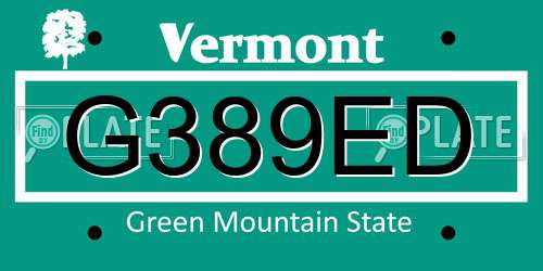 G389ED Vermont License Plate