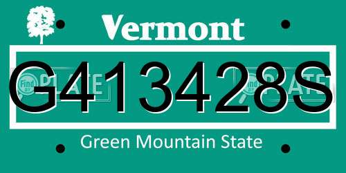 G413428S Vermont License Plate