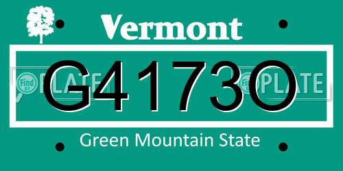 G4173O Vermont License Plate