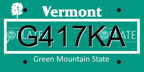 G417KA Vermont License Plate