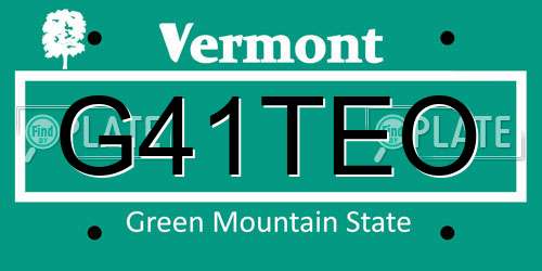 G41TEO Vermont License Plate